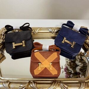 Mini Faux Suede Bag Charm | Velvet Touch | Gold Hardware